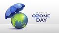 World Ozone Day with Earth and Umbrella Illustration