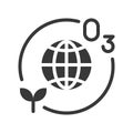 World and ozone layer, solid or silhouette icon Royalty Free Stock Photo