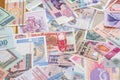World paper money as background. close up Royalty Free Stock Photo