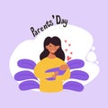 World Parents Day poster, background, social media post and greeting cards. Flat Single parent holding baby Royalty Free Stock Photo
