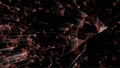 World of particles forming glimming plexus nodes over black background.