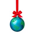 World peace christmas globe ornament isolated on white Royalty Free Stock Photo