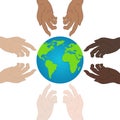 World Peace Day. Ecology Concept. Holding Hands Showing Unity. Relationship Icon. Vector illustration for Your Design, Website.