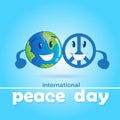 World Peace Day Hippie Sign With Earth International Holiday Poster
