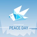 World Peace Day Poster White Origami Dove Bird