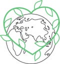 World peace illustration planet Earth green leaves Royalty Free Stock Photo