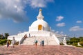 World Peace Stupa in Lumbini, Nepal. World Peace. The non-english text translates to nanmyouhourrnn, a Buddhist Script roughly