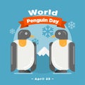 World Penguin Day poster, April 25, Penguins illustration vector banner