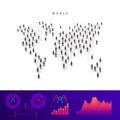 World people map. Detailed vector silhouette. Mixed crowd of men and women. Population infographic elements Royalty Free Stock Photo