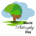 World Philosophy Day November. Buddhist man spiritual concept illustration