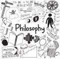 World philosophy and religion doctrine handwriting doodle sketch Royalty Free Stock Photo