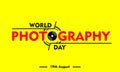 world photography day, vector illustration and text, perfect design.