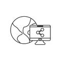 world planet with desktop computer with share symbol Royalty Free Stock Photo