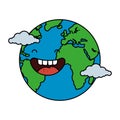 World planet earth with clouds character Royalty Free Stock Photo