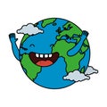 world planet earth with clouds character Royalty Free Stock Photo