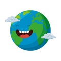 World planet earth with clouds character Royalty Free Stock Photo