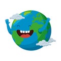 World planet earth with clouds character Royalty Free Stock Photo