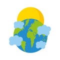 World planet earth with clouds and sun Royalty Free Stock Photo