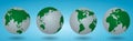 World planet earth set. four globes of the different sides. Vector illustration isolated on white background Royalty Free Stock Photo