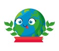 World planet earth with leafs character