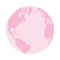 World planet earth pink breast cancer icon