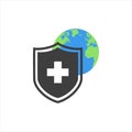 World planet earth with shield isolated icon vector illustration design. EPS10