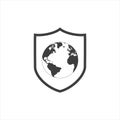 World planet earth with shield isolated icon vector illustration design. EPS10