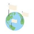 World planet earth with withe flags Royalty Free Stock Photo