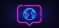 World planet line icon. Web internet sign. Neon light speech bubble. Vector Royalty Free Stock Photo