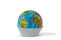 World planet in paper cupcake cup - Earth day concept Royalty Free Stock Photo