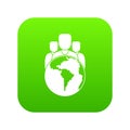 World planet and people icon digital green Royalty Free Stock Photo