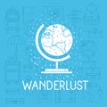 World planet with set travel icons Royalty Free Stock Photo