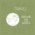 World planet with set travel icons Royalty Free Stock Photo
