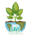 world with plant lets save the world Royalty Free Stock Photo