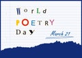 World Poetry Day as threatening letter Royalty Free Stock Photo