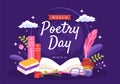 World Poetry Day on March 21 Illustration with a Quill, Paper or Typewriter for Web Banner or Landing Page in Cartoon Hand Drawn