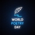 World Poetry Day neon signboard.