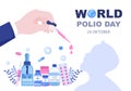 World Polio Day Background Which is Celebrated on October 24 Medicine to Life-Threatening Disease Caused by the Poliovirus. Vector