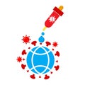 World polio day illustration. virus with vaccine and globe illustration Royalty Free Stock Photo