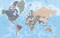 Highly detailed political map of the World. Royalty Free Stock Photo