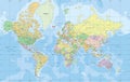 Political World map in Mercator projection. Royalty Free Stock Photo