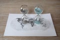 World political map and two sandglasses Royalty Free Stock Photo