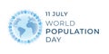 World population day banner design template. Annual celebration on 11 July. Abstract multinational people holding hands