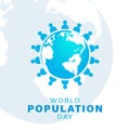 World Population Day, blue Earth globe, poster, template for projects, vector illustration Royalty Free Stock Photo