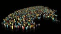 World Population Day. Group of different people, dark background. AI generated.