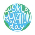 World population day lettering vector illustration isolated Royalty Free Stock Photo