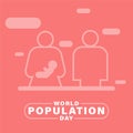 World Population Day, parents and child, mom and dad with bay, illustration poster, template, vector Royalty Free Stock Photo