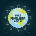 World Population Day with people, Earth, globe and space, poster, background template, vector illustration Royalty Free Stock Photo