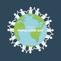 World population day with white humans sign hand hold hand around circle globle world vector design