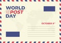 World post day background with big postcard